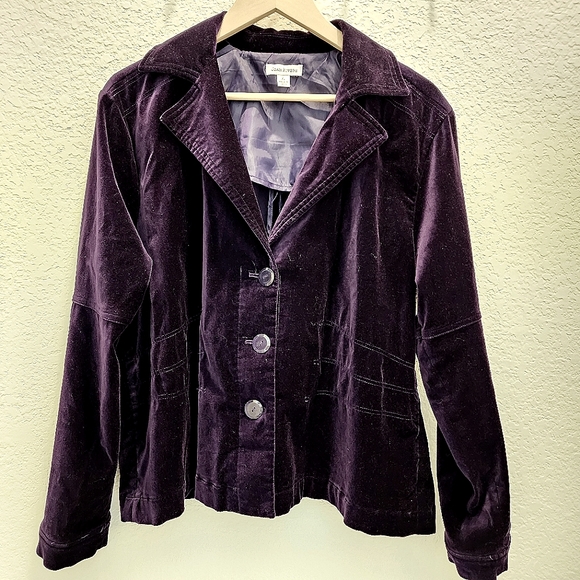 JOAN RIVERS EGGPLANT PURPLE VELVET BLAZER DETAILING AROUND THE WAIST XL - Picture 4 of 9